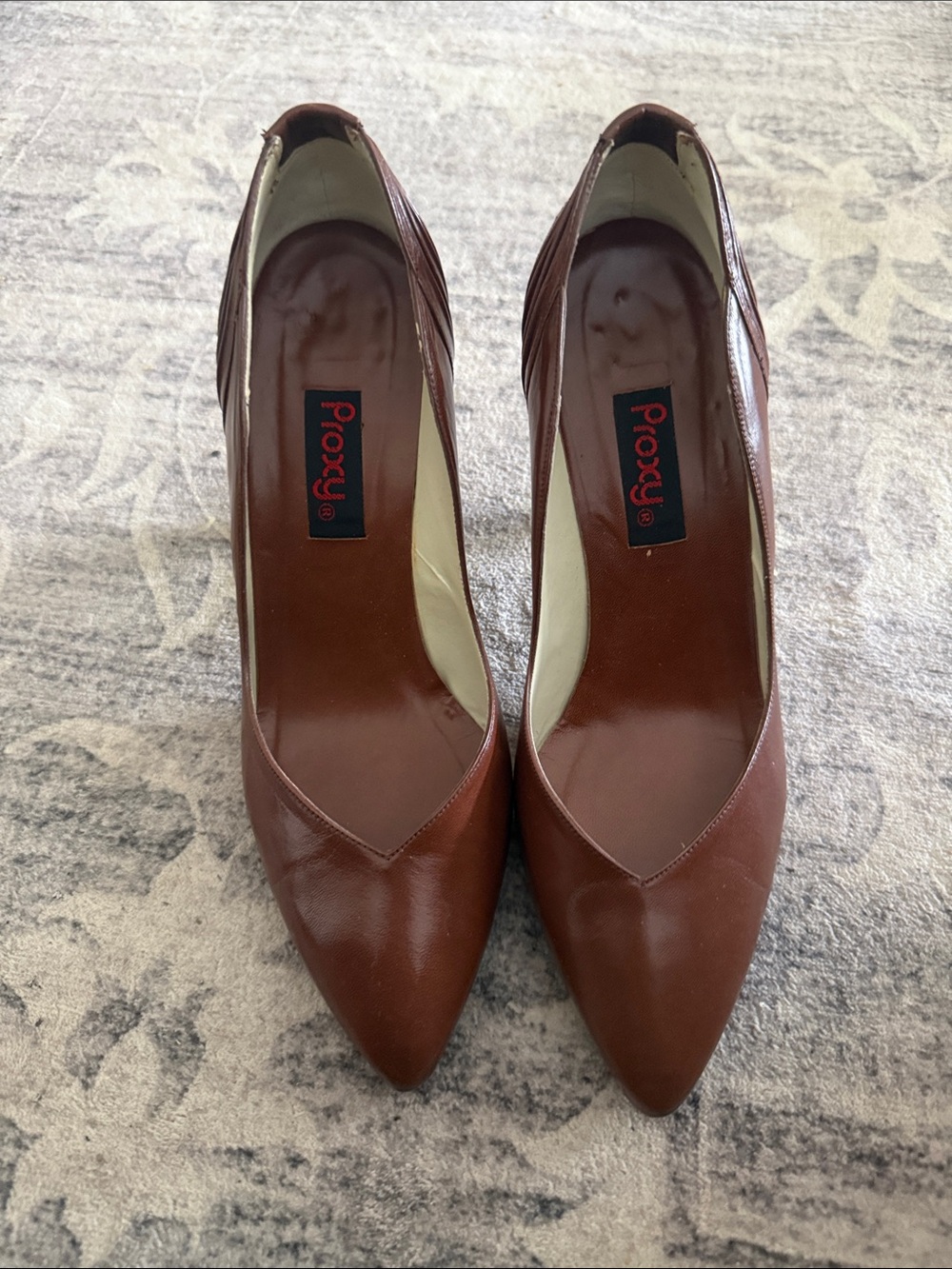 Proxy Brown Pointed-Toe Leather-Look Pumps
